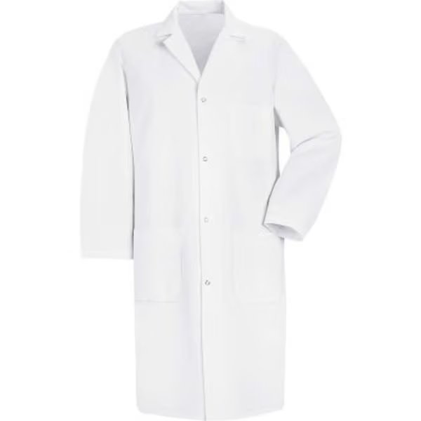 Red Kap¬Æ Men's Gripper-Front Lab Coat, White, Poly/Cotton, L, Vf Imagewear, Mfr#: 5080WHRGL